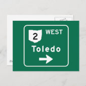 Toledo, OH Straßenzeichen Postkarte (Vorne/Hinten)