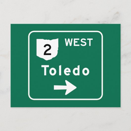 Toledo, OH Straßenzeichen Postkarte (Vorderseite)