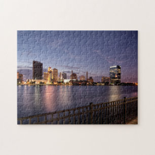 Toledo Ohio City Skyline bei Nacht Puzzle
