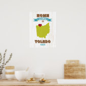 Toledo, Ohio Map - Zuhause ist das Herz Poster (Küche)
