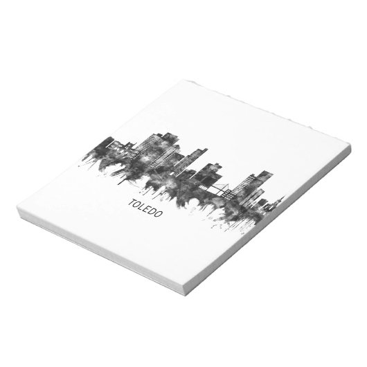 Toledo Ohio Skyline BW Notizblock (Rotiert)