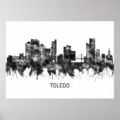 Toledo Ohio Skyline BW Poster (Vorne)