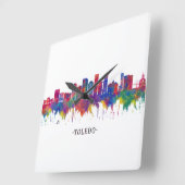 Toledo Ohio Skyline Quadratische Wanduhr (Winkel)