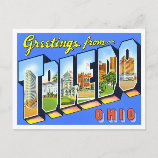 Toledo, Ohio Vintag Big Letters Postcard Postkarte (Vorderseite)