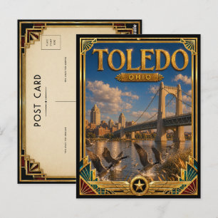 Toledo Ohio Vintage Art Deco Golden Age Postkarte