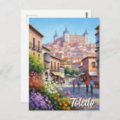 Toledo Spanien Alcazar Blume Postkarte (Vorne/Hinten)