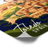 Toledo Spanien Art Vintage Reise Illustration Poster (Ecke)