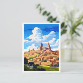 Toledo Spanien Art Vintage Reise Illustration Postkarte (Stehend Vorderseite)