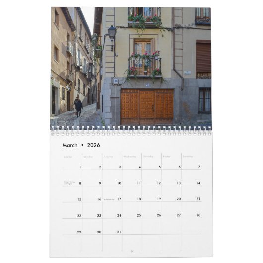 Toledo, Spanien - Kalender 2026 (Mär 2026)