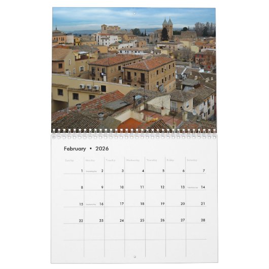 Toledo, Spanien - Kalender 2026 (Feb 2026)