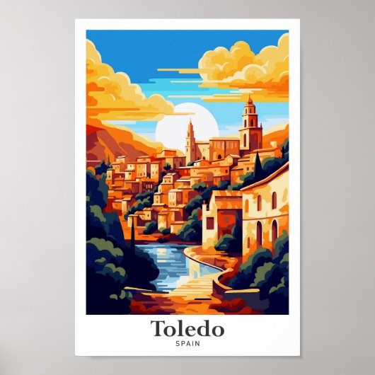 Toledo Spanien Reisen Vintage Illustration Poster (Vorne)