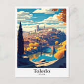 Toledo Spanien Reisen Vintage Illustration Postkarte (Vorderseite)