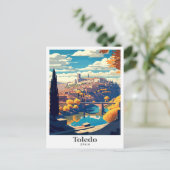 Toledo Spanien Reisen Vintage Illustration Postkarte (Stehend Vorderseite)