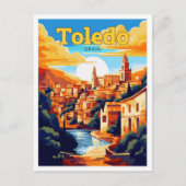 Toledo Spanien Reisen Vintage Illustration Postkarte (Vorderseite)