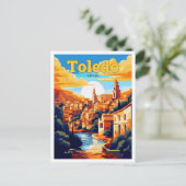Toledo Spanien Reisen Vintage Illustration Postkarte (Stehend Vorderseite)