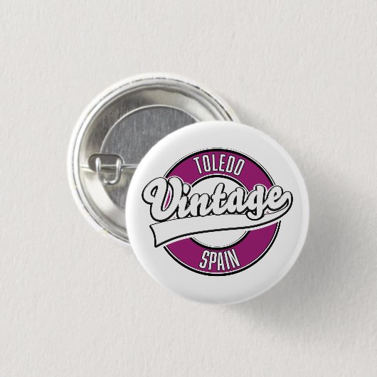 Toledo Spanien Retro-Stil-Logo Button (Vorne & Hinten)