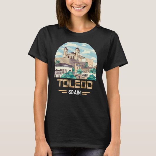 Toledo Spanien Vintage Landschaft Souvenir T-Shirt (Vorderseite)
