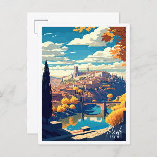 Toledo Spanien Vintage Reise Illustration Postkarte