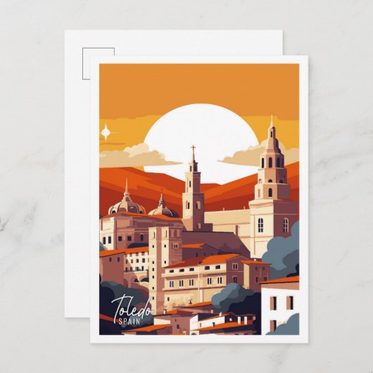 Toledo Spanien Vintage Reise Illustration Postkarte (Vorne/Hinten)