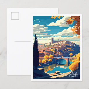 Toledo Spanien Vintage-Reiseillustration Postkarte
