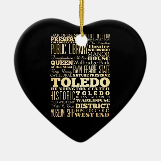 Toledo-Stadt der Ohio-Staats-Typografie-Kunst Keramik Ornament (Vorne)