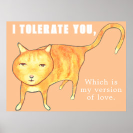 Tolerante apathische orange Katze Poster