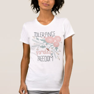 Toleranz fördert den Freiheitszettel rosa botanisc T-Shirt