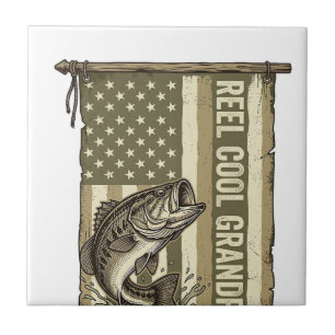 Toll cooler Opa Vintage-Bassfishing-Shirt-Design Fliese