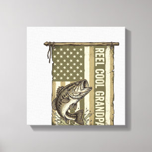 Toll cooler Opa Vintage-Bassfishing-Shirt-Design Leinwanddruck