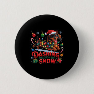 Toll durch den Schnee Hund Weihnachten Lustig Chri Button