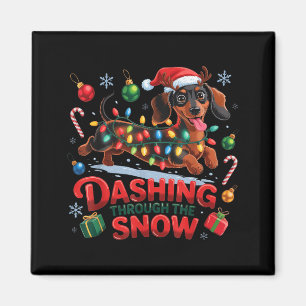 Toll durch den Schnee Hund Weihnachten Lustig Chri Magnet