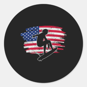 Toll uns surfen am 4. Juli mit amerikanischer Flag Runder Aufkleber