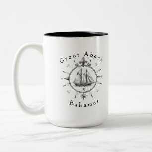 Tolle Abaco Bahamas-Nautik-Segelkompass Segel Zweifarbige Tasse