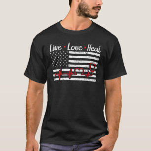 Tolle Abschluss Amerikanische Flagge US Krankensch T-Shirt