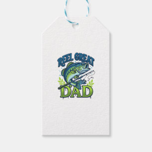 Tolle Angelrute-Vater-Bass-Angeln-Vintage-Vektor-D Geschenkanhänger