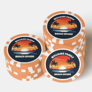 Tolle benutzerdefinierte Sonnenaufgang-Palmbaum-St Pokerchips