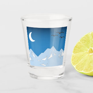 Tolle Bergkette Nachthimmel Schnapsglas