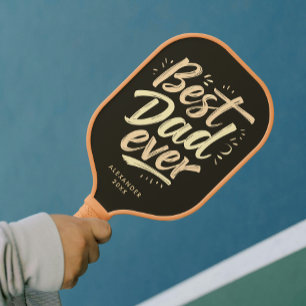 Tolle Best Dad Father Brown Yellow Brush Schrift Pickleball Schläger