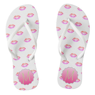 Tolle, coole, glitzernde Lippen, Monogramm Badesandalen