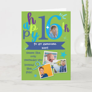Tolle Erinnerungen an den 16. Geburtstag des Sohne Karte