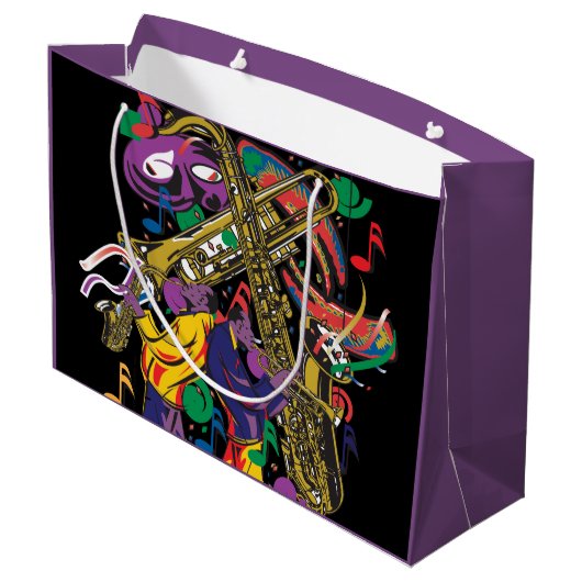 Tolle Fest-New- Orleansmusik Große Geschenktüte (Rückseite Schrägansicht)