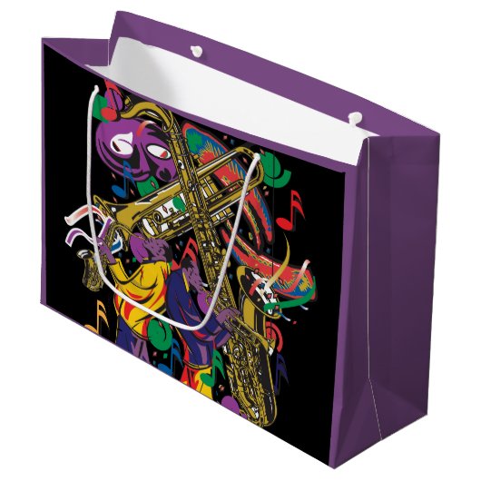 Tolle Fest-New- Orleansmusik Große Geschenktüte (Vorderseite Schrägansicht)