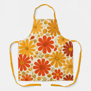 Tolle fröhliche Retro-Daisy verbranntes Orange Gol Schürze