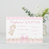 Tolle Gans Adoption Certificate Pink Gingham Einladung (Stehend Vorderseite)