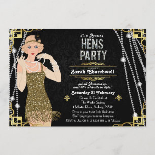 Tolle Gatsby-Flapper-Girl-Henne-Party-Einladung Einladung