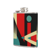 Tolle geometrische schwarze aquamarine rote Beige Flachmann (Links)