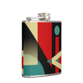 Tolle geometrische schwarze aquamarine rote Beige Flachmann (Rechts)