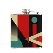 Tolle geometrische schwarze aquamarine rote Beige Flachmann (Rückseite)