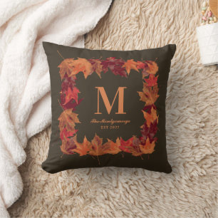 Tolle Herbst-Blatt-Monogramm Kissen