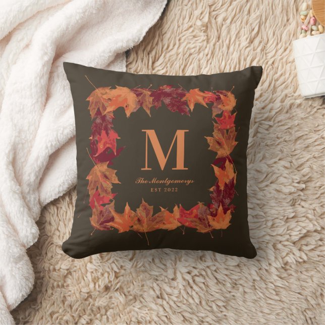 Tolle Herbst-Blatt-Monogramm Kissen (Decke)